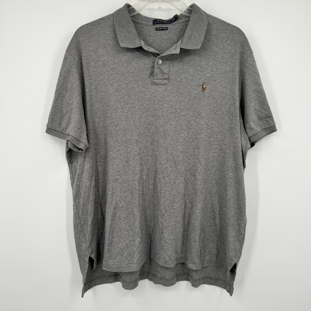 Polo Ralph Lauren Mens XXL Gray Pima Soft Touch Cotton Short Sleeve Polo Shirt